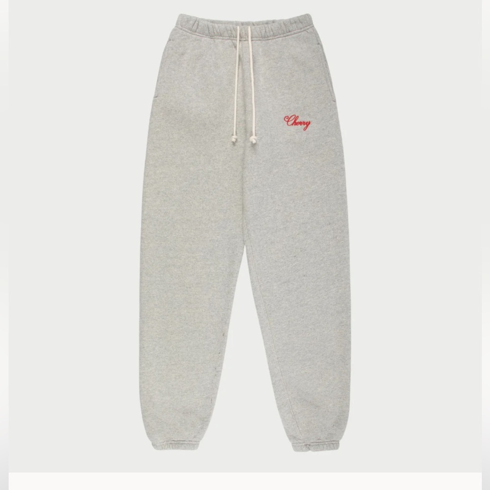 Cherry LA Heather Gray Sweat Joggers with Red Script Logo